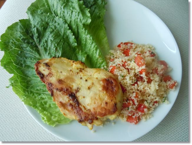 Pollo asado a la mostaza + ensalada de couscous